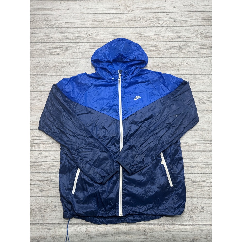Y2K Nike Jacket Men's Large Blue Silver Tag Swoosh Windrunner Lightweight